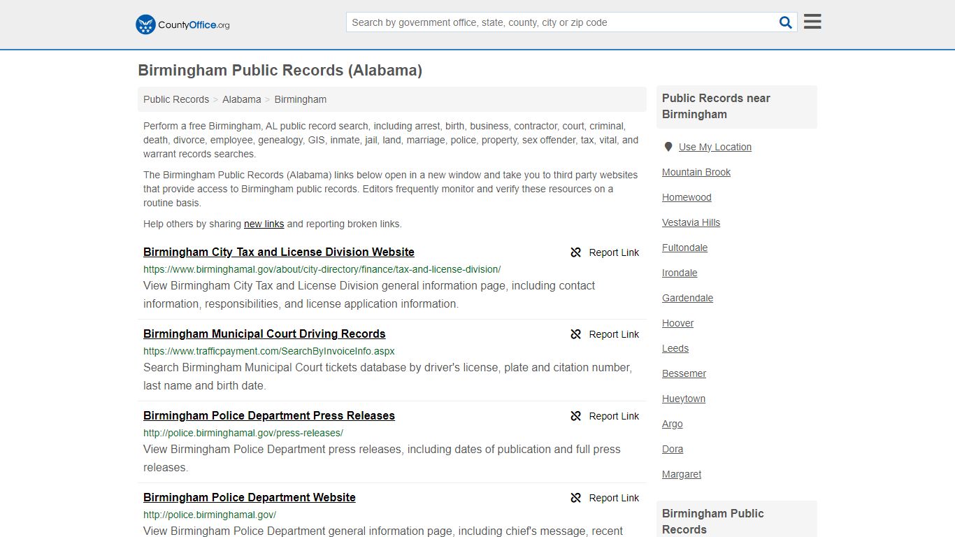 Public Records - Birmingham, AL (Business, Criminal, GIS, Property ...